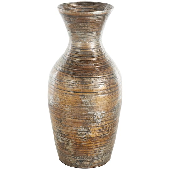 Brown Bamboo Wood Antique Inspired Vase